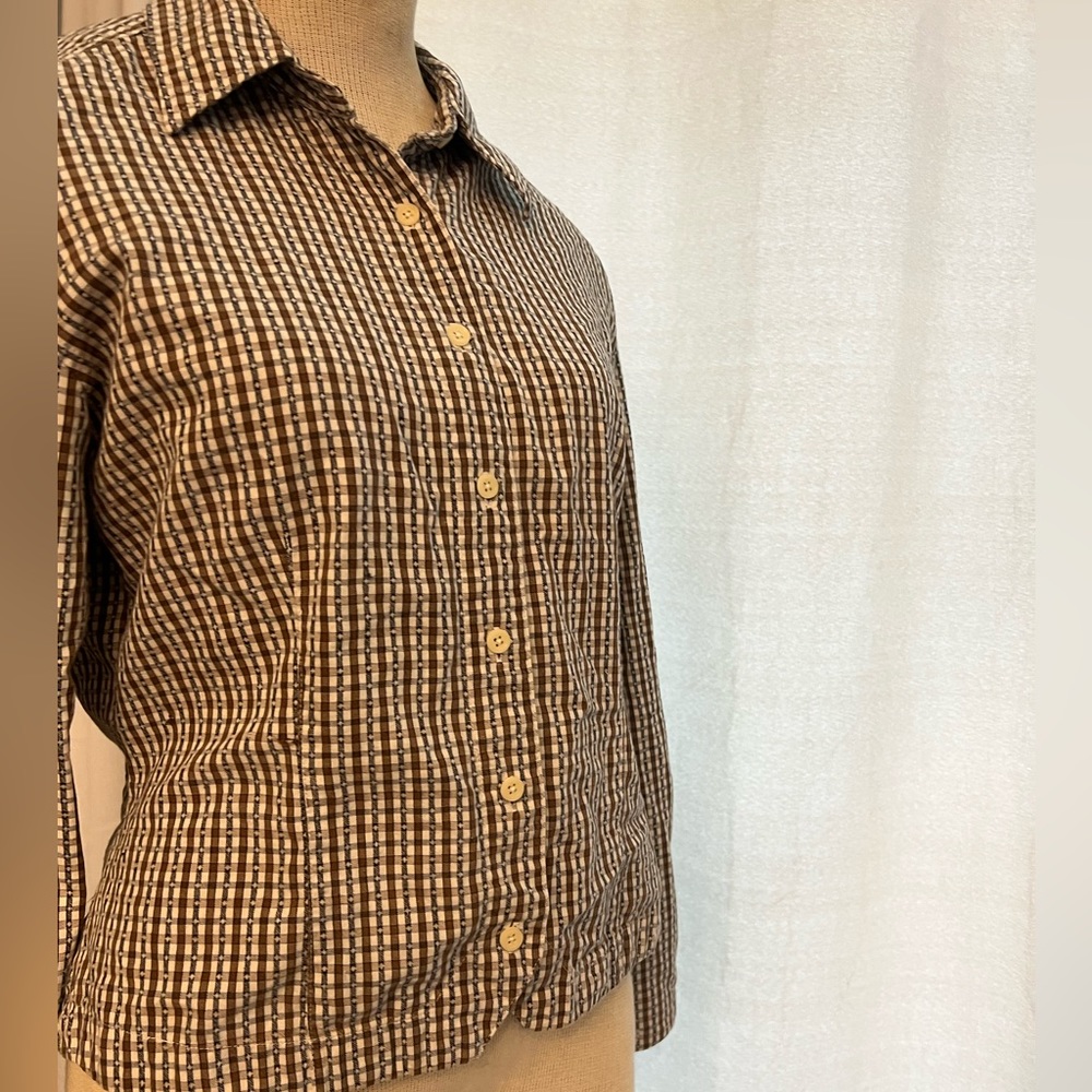 Vintage 80s women dockers size M plaid long sleeve button up cotton